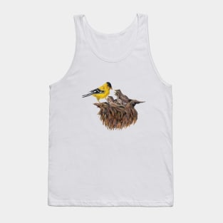 Goldfinch Taking Care of House Finch Babies Tank Top